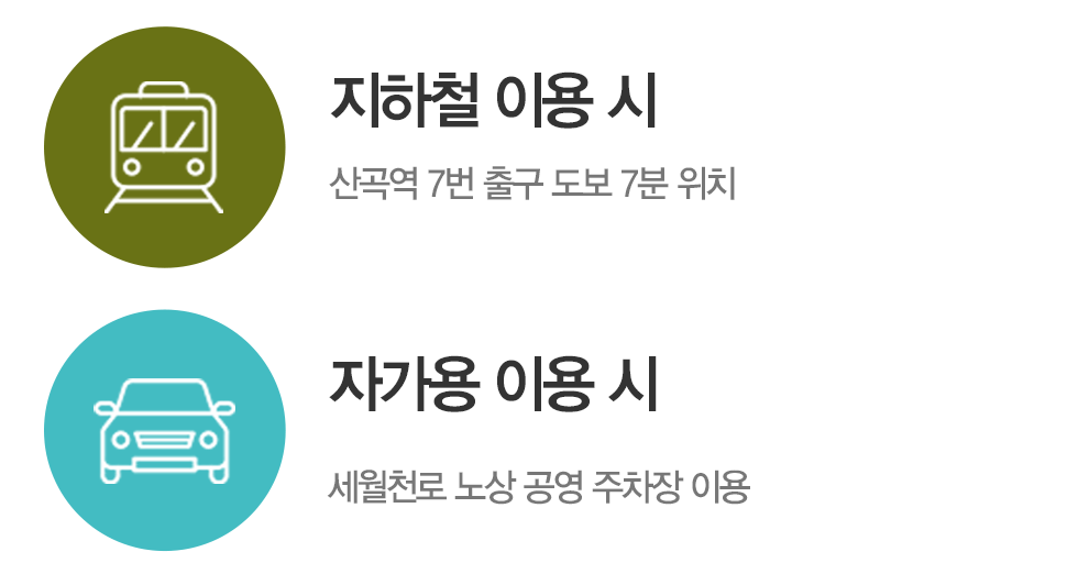 지하철 및 자가용 이용시